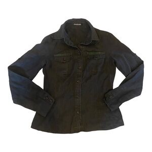 Betty Barclay 100% Linen Fitted Button Front Collar Shirt Sz 6 Black